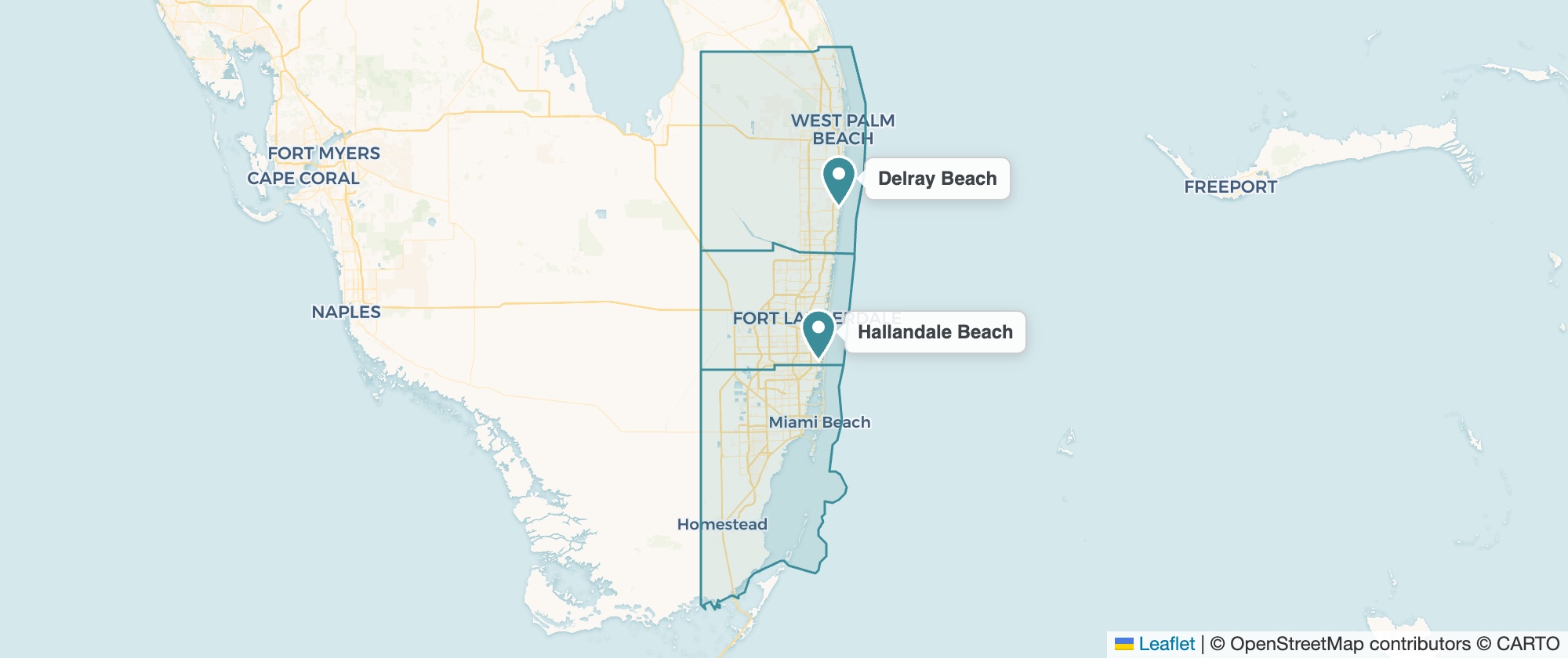House Calls service area - Miami-Dade, Broward, and Palm Beach counties