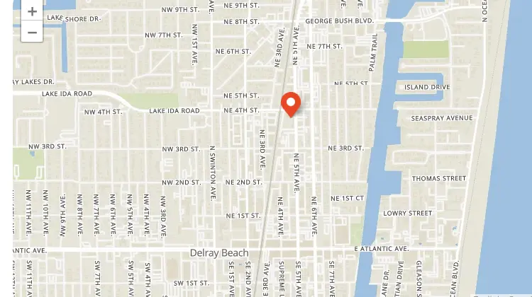 Map to Pilates Tropics Delray Beach